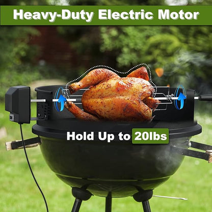 SHINESTAR Upgraded Rotisserie Kit for All Weber 22-Inch Kettle Charcoal and Other Similar Size Grills, Sturdy & Well Balanced, Part# 2290
