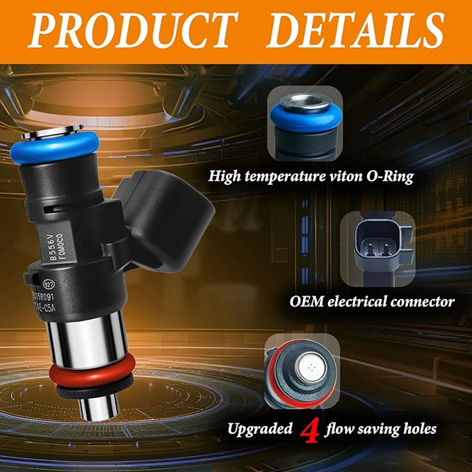 Set of 6 Upgraded 0280158091 Fuel Injectors Fits For Ford: Fusion/Flex/Edge/Taurus/Taurus X, For Lincoln: MKZ/MKX/MKS/KMT, For Mazda: 6/CX-9, For Mercury: Sable, 2007-2015 3.5L/3.7L V6 Gas