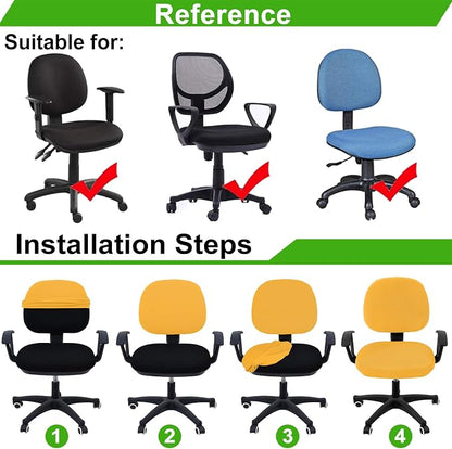 Smiry Office Computer Chair Covers for Desk Rotating Chair Protector | Stretch Jacquard Removable Washable Universal Slipcovers, Seat + Backrest Cover, Mustard Yellow