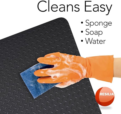 RESILIA Large Under Grill Mat – Heavy Duty, Reusable Outdoor Floor Protector Mats for Deck, Patio, & Garage – 36 Inch x 48 Inch, Black Orange Peel, Made in The USA