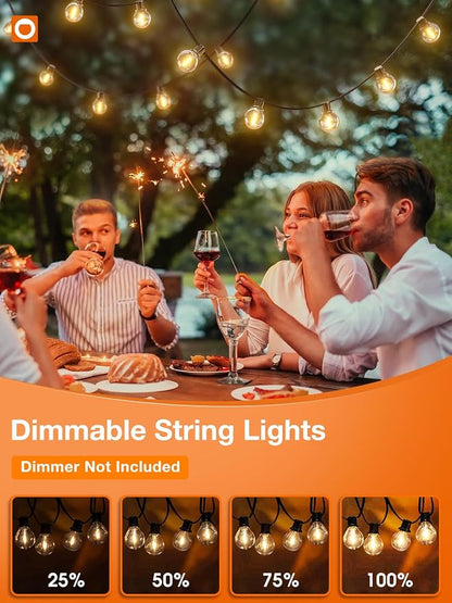 addlon 100FT Outdoor String Lights 54 G40 LED Bulbs Dimmable Waterproof | Shatterproof Globe Bulbs Dimmable, Hanging Patio Lighting for Outside Backyard Garden Deck Balcony Porch Cafe Bistro Pergola