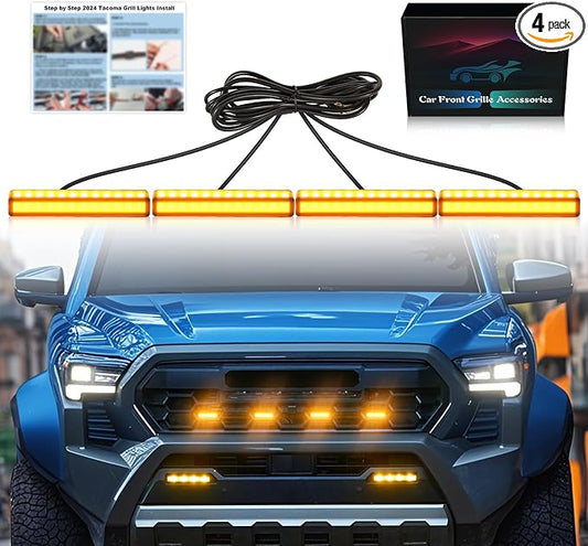 Amber OEM Grill Led Grills Lights for Toyota Tacoma Accessories | 4 in 1 Front Grille Grill lights for 2024 2025 toyota tacoma