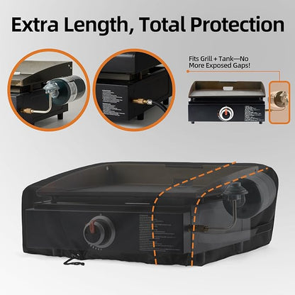 NOELIFE Grill Cover for Blackstone 17 inch Tabletop Griddle with Hood, Griddle Accessories for Blackstone 17, Propane Fuel Cylinder Can Be Covered Completely, Waterproof and Windproof (Cover Only)