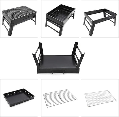 HongK- Large BBQ Barbecue Grill Large Folding Portable Charcoal Stove Camping Garden Outdoor [P/N: ET-COOK007-BK]