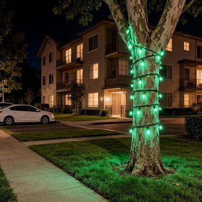 100 LED Green Christmas Lights, UL Certified and Commercial Decorative Lighting String 35 Ft Green Wire, for Indoor Outdoor Christmas Trees, Patio, Trees.