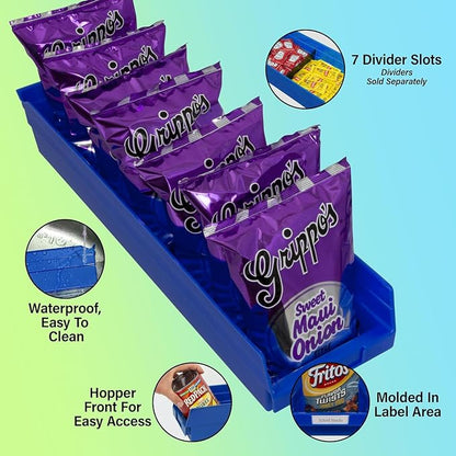 Akro-Mils 30164 Heavy Duty Plastic Shelf Bins, 24"x 6.5"x 4", Blue, 6-Pk | Heavy Duty Nesting Storage Bins for Garage, Closet, Refrigerator, Kitchen, Cabinet, Drawer Organization, Pantry Organization