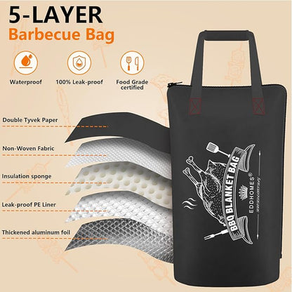 BBQ Blanket for Resting Meat, Reusable Smoker Grilling Meat Insulated Brisket Resting Blanket Bag, Smoker Meat Resting Blanket Bag for Men, Dad, BBQ Lovers, Christmas Gifts&Stocking Stuffers
