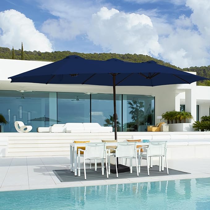 15ft Double Sided Patio Umbrella Replacement Canopy,12 Ribs Umbrella Replacement Top Cover,Frame NOT Included