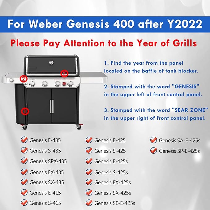66097 66089 Grate Grill Replacement Parts for Weber Genesis ii Grill Grates 400 Series GS4 Gas Grill Grates ii E-410 E-435 S-435 S410 SE-410 LX S-440 Cast Iron Cooking Grids Grill Parts 3pcs