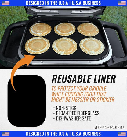 Accessories for Ninja Woodfire Outdoor Grill OG701 OG751, Reusable Mats Non Disposable Non-Stick Grill Liners for Wood Fire Electric Air Fryer and Smoker 7-in-1 BBQ, Dishwasher Safe by INFRAOVENS