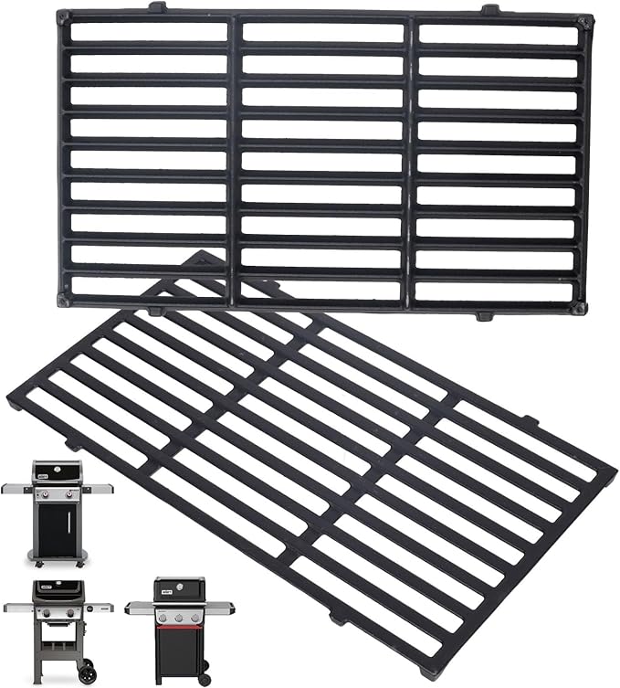 7637 Spirit II Grill Grates for Weber Spirit 2 Grill Parts GS4 Spirit II/I 200 SER E210 S210 E220,Webber Spirit 200/300(2025 Y) Replacement for Weber Grill Grate 7849 67022 69800 69799 Cast Iron 17.5"