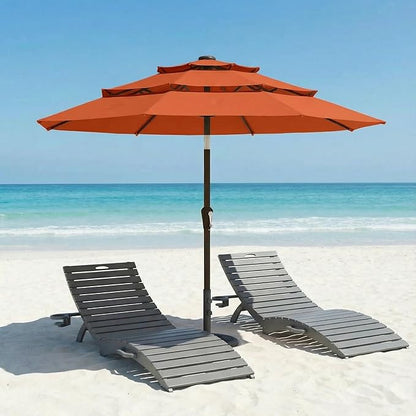 10ft Patio Umbrella, 3 Tier Outdoor Market Table Umbrellas with 8 Fiberglass Ribs and Push Button Tilt, Windproof, Vented Canopy, UV Protection for Deck, Pool, Backyard