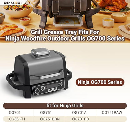 Grill Drip Pan Grease Tray for Ninja Woodfire Outdoor Grill OG701 OG751 OG700 Series, Non Disposable Grease Catch Tray for Ninja 7-in-1 Woodfire Grill Smoker Air Fryer，OG701 OG751