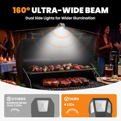 Grill Light for Blackstone Griddle & Weber Grill, Coinicxcel Rechargeable LED BBQ Lights for Outdoor Grill with 160°Beam 2-Level Brightness Auto On/Off for Blackstone Griddle Accessories Gifts for Men