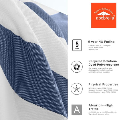 ABCCANOPY OLEFIN® 5-Year No Fading 9FT Outdoor Patio Umbrella(Navy Stripe) | Fade & UV Resistant Fabric,8 Fiberglass Ribs，Wind Vent，Crank Lift & Tilt,Outdoor Table Umbrella for Deck,Backyard,Yard