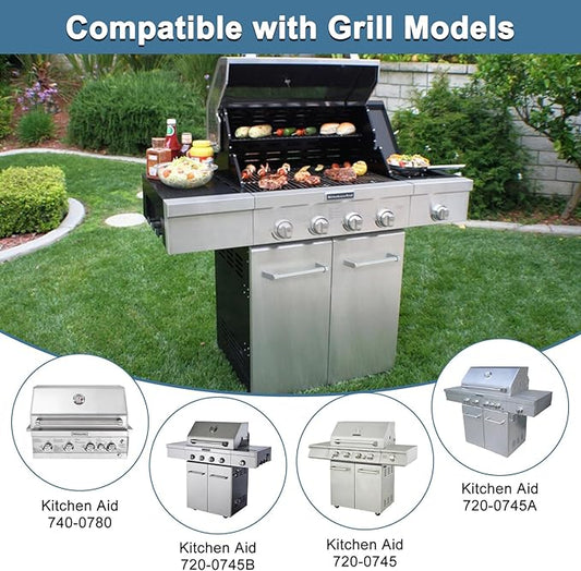 Grill Parts for Kitchenaid 740-0780 720-0745B 720-0745 720-0745A, Grill Grates & Grill Burners & Igniters & Flame Tamer for Kitchenaid 740-0780 4-Burner Built-in Propane Gas Grill