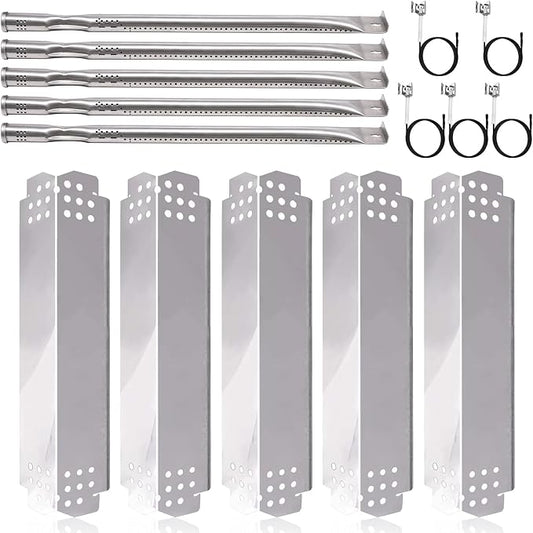 Hiorucet Grill Parts for Nexgrill 5 Burner 720-0882A, 720-0896, 730-0896, Stainless Steel Heat Plates Shields Covers, Burner Tubes, Igniters for Nexgrill 720-0882A Evolution Infrared Plus 5-Burner.