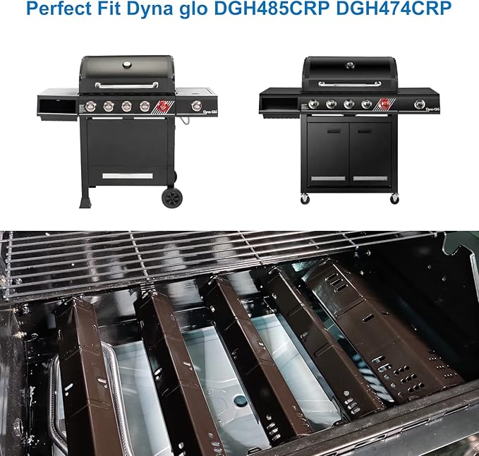 Uniflasy Grill Heat Plate Replacement for Dyna-Glo DGH474CRP, DGH485CRP, DGH483CRP, Heat Plates for Dyna-Glo 5 Burner Grill, Dyna-Glo 4 Burner DGH450CRP Grill Parts, Porcelain Steel Heat Plate, 5 Pack