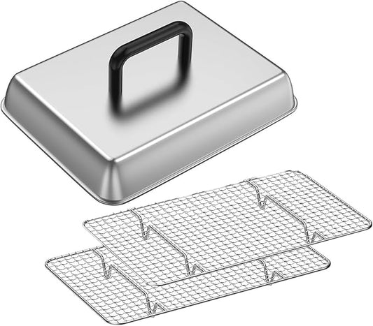 SafBbcue Griddle Accessories for Blackstone Cooking Cover Basting Cover Cheese Melting Dome and Cooling Rack Baking Rack for Most Flat Top Griddle Cooking Easy to Clean Oven & Dishwasher Safe