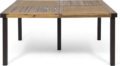 Christopher Knight Home Lankershim Outdoor Acacia Wood Dining Table, Teak and Rustic Metal