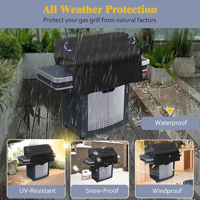 Built in Grill Cover for Outdoor Grill, 32 Inch BBQ Grill Top Cover for Most 29-31 Inch 4 Burner Built in Grill, Heavy Duty Waterproof Outdoor Kitchen & Grill Head Cover - 32"W x 26"D x 24"H