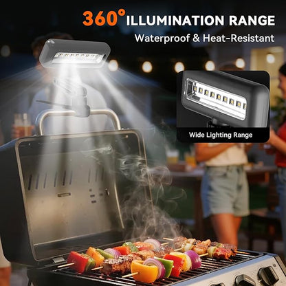 AuntyFey 360°Adjustable Grill Lights for Outdoor Grill Designed for Blackstone Weber Griddle, BBQ Grill Light at Night with 360° Adjustable, LED Grill Lights for Outdoor