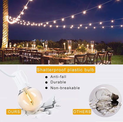 400FT White String Lights for Outside with 200+8 Extral LED G40 Bulbs Globe String Lights White Cord for Patio Pergola Gazebo Wedding Decoration, 4 x 100FT Connectable