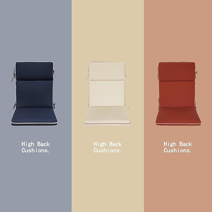 Indoor Outdoor High Back Chair Cushions Replacement Patio Chair Seat Cushions Set of 2 Brick Red