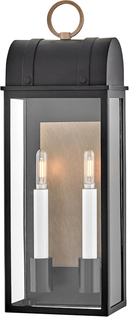 Hinkley Campbell Medium Outdoor Wall Mount Lantern, Black/Burnished Bronze