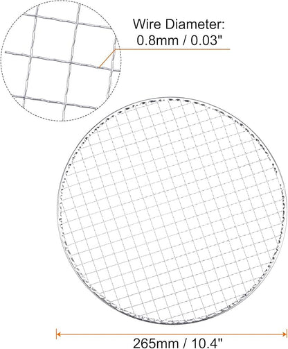 HARFINGTON 5pcs Round BBQ Grill Net 10.4" Dia Galvanized Iron Barbecue Mesh Mat for Baking Smoking Charcoal Grilling Roasting