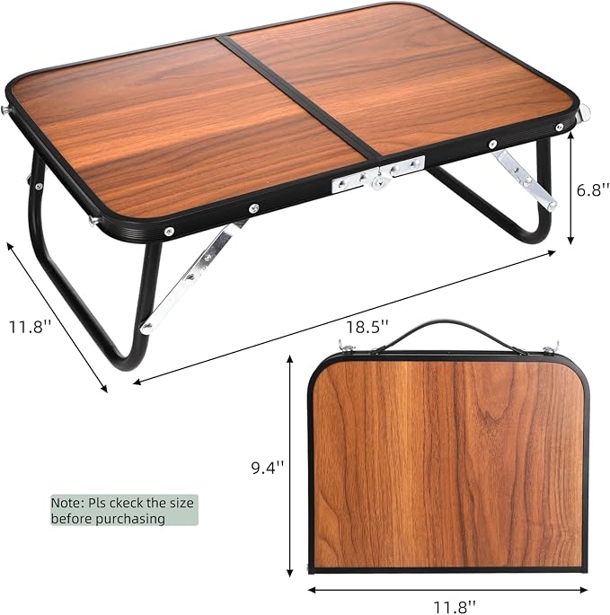 Folding Camping Table | Mini Portable Beach Table with Carry Handle, Ultralight Compact Picnic Dining Low Table for Indoor Outdoor, Garden, BBQ