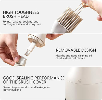 2 in 1 Oil Dispenser Bottle with Silicone Brush - 150ml/5.07oz Borosilicate Glass Basting Brush for BBQ, Grilling, Easy Kitchen & Outdoor Cooking