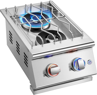 Grilling Side Burners for Outdoor Kitchen, 2 * 18,000BTU Liquid Propane Side Burner,Convertible to Natural Gas, Duty Heavy 304 Stainless Steel, Double Burner for BBQ Island Grill, Black