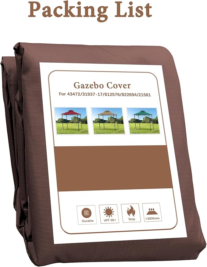 SCOCANOPY Grill Replacement Canopy BBQ Gazebo Top Compatible with Aldi Gardenline Belavi Shoprite Grill Gazebo,for Model Number: 43472,812576,822694,31937-17,21581,(Brown)