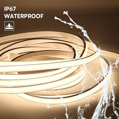 LED Rope Lights AC 110V COB LED Strip Light 9.84ft Waterproof Light Strips IP67 White LED Lights for Living Room Bedroom Under Cabinet Lighting