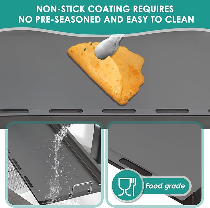SafBbcue Genesis II 300 Series 6788 Full Size Griddle for Weber GS4 Flat Top Grills Parts, Griddle Insert for Weber Genesis II E310 E320 S315 S330 EP310 EX315 SX335 EX335 Carbon Steel, with Handles