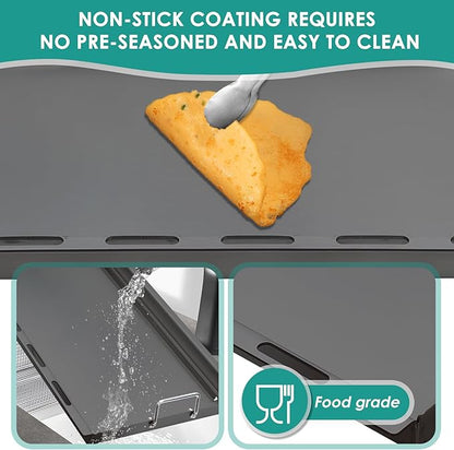 SafBbcue Genesis II 300 Series 6788 Full Size Griddle for Weber GS4 Flat Top Grills Parts, Griddle Insert for Weber Genesis II E310 E320 S315 S330 EP310 EX315 SX335 EX335 Carbon Steel, with Handles