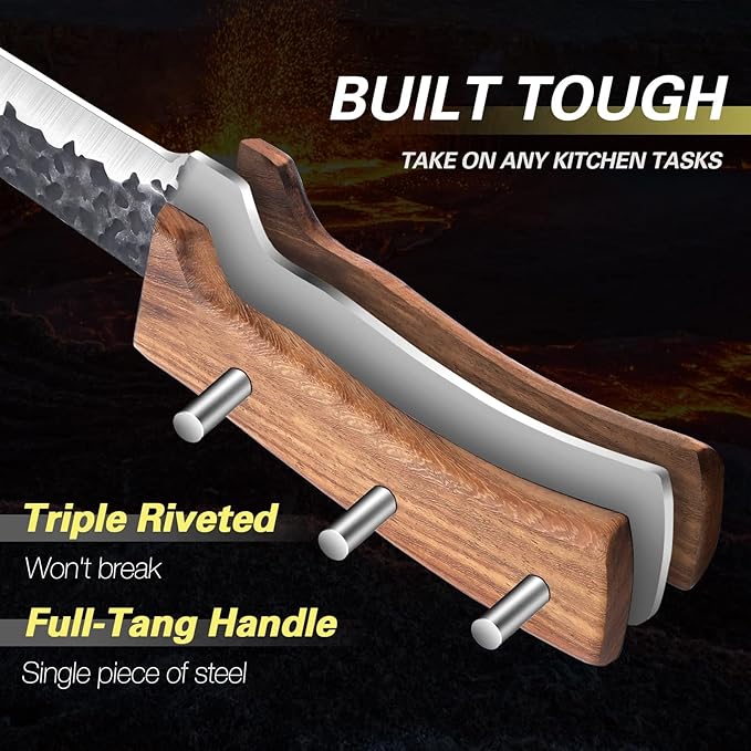 Huusk Knives from Japan, Boning Knife for Meat Cutting 6 inch, Butcher Knife for Brisket Trimming, Viking knives with Sheath, Full Tang Kitchen Utility Knife, Gift for Fathers