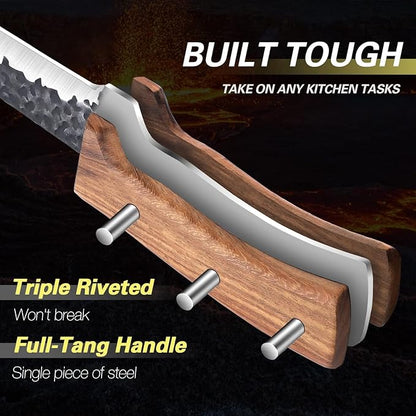 Huusk Knives from Japan, Boning Knife for Meat Cutting 6 inch, Butcher Knife for Brisket Trimming, Viking knives with Sheath, Full Tang Kitchen Utility Knife, Gift for Fathers