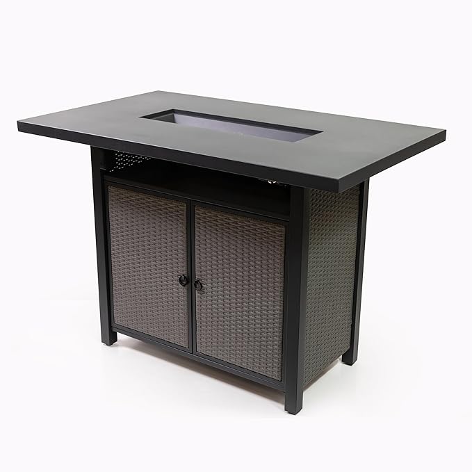 Propane Bartable Height Firetable - 55 Inch Outdoor Gas Fire Pit Table - 40,000 BTU Rectangular Fire Table for Warmth and Ambience - Outdoor Fire Table for Patio Deck Garden Backyard
