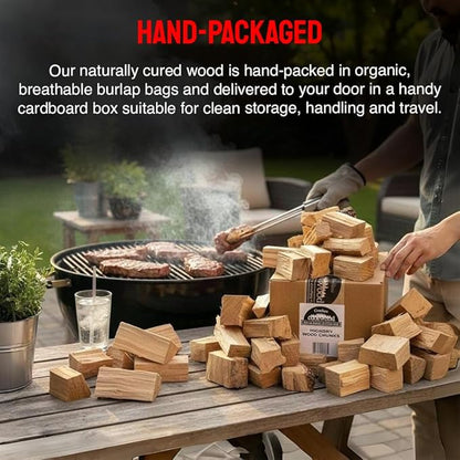 Smoking Wood Chunks, All-Natural Hickory Hardwood Pieces for Grills & Smokers, Add Rich Smoke Flavor to Pork, Beef, Chicken & Fish, USA Made, Sustainably Milled, 800 Cubic Inches