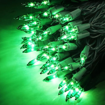 3 Pack Green Christmas String Lights, 100 Count Incandescent Mini Lights | Connectable Xmas Tree Light for Indoor Outdoor Garland Birthday St. Patrick's Day Holiday Wedding Festival Party