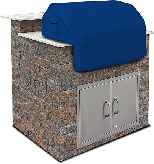 Covers & All Built-in Grill Cover for Outdoor Grill – Heavy Duty 18 oz Waterproof Built-in BBQ Grill Cover, PVC-Coated Polyester with Elastic Hem for Snug Fit (36 x 26 x 24 inches, Blue)