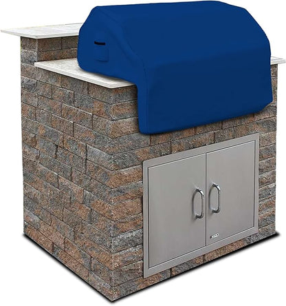 Covers & All Built-in Grill Cover for Outdoor Grill – Heavy Duty 18 oz Waterproof Built-in BBQ Grill Cover, PVC-Coated Polyester with Elastic Hem for Snug Fit (32 x 26 x 24 inches, Blue)