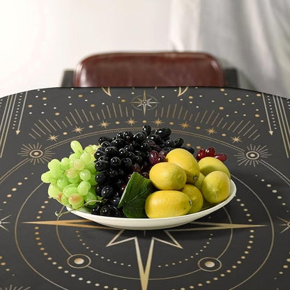 Vintage Tarot Moon Tablecloth Boho Mystical Crescent Moon Phases Star Galaxy Space Table Cloth Water Resistant Wipeable Table Cover for Picnic Party Holiday Kitchen Dinner Table 60"x110"