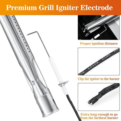 Hisencn Grill Replacement Parts for Kenmore 146.34611410, 146.46372610, 146.23673310, 146.34461410, 146.10016510, 146.16198211, 146.46366610, 146.16142210 Grill Burner, Heat Plate, Ignitor & Crossover