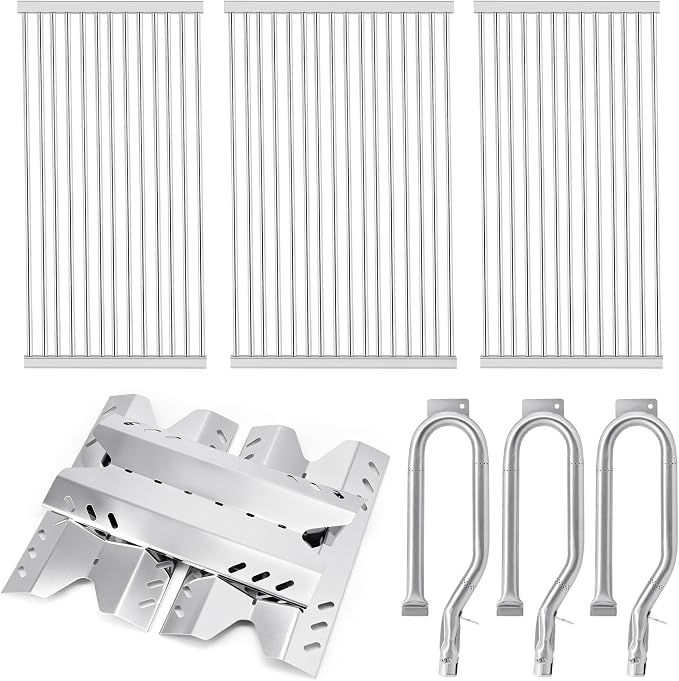 Grill Parts for Members Mark BQ05046-6 BQ05046-6-A BQ06042-1 BQ05046-6A, Stainless Steel Heat Plates, Burners and Grill Grates Replacement for Members Mark Gas Grill