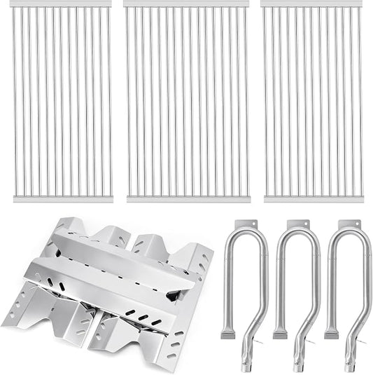 Grill Parts for Members Mark BQ05046-6 BQ05046-6-A BQ06042-1 BQ05046-6A, Stainless Steel Heat Plates, Burners and Grill Grates Replacement for Members Mark Gas Grill