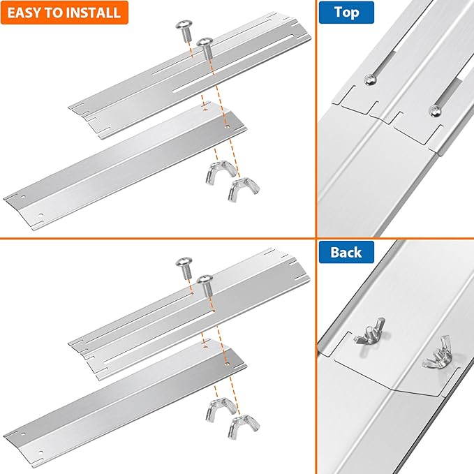 GasSaf Adjustable Heat Plates Extend from 13.5" to 25" for Expert Grill Parts Burner Covers, Universal Heat Shield Flame Guards Replacement for Charbroil Brinkmann Royal Gourmet Nexgrill More Grills