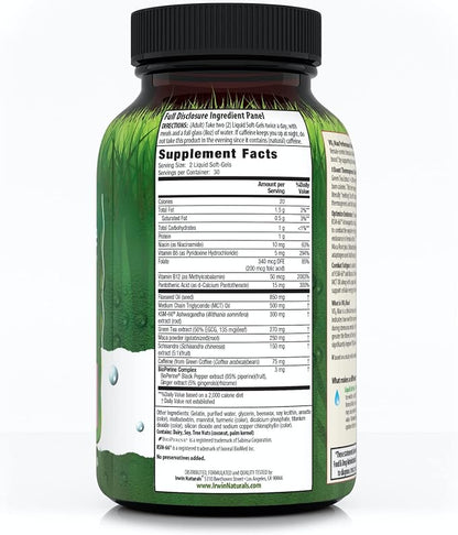 Irwin Naturals VO₂ Max Performance Fat Burner – Thermogenic Fat Burner with KSM-66 Ashwagandha, Green Tea & Maca – Metabolism Booster, Energy & Stamina Support – 60 Liquid Soft-Gels